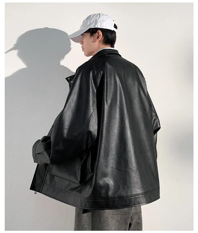 2025 Fall PU Leather Jacket for Men Detail