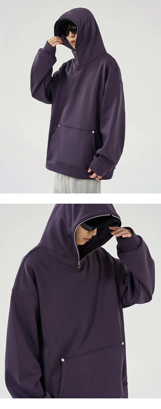 Men's Hoodie with Fleece Detail