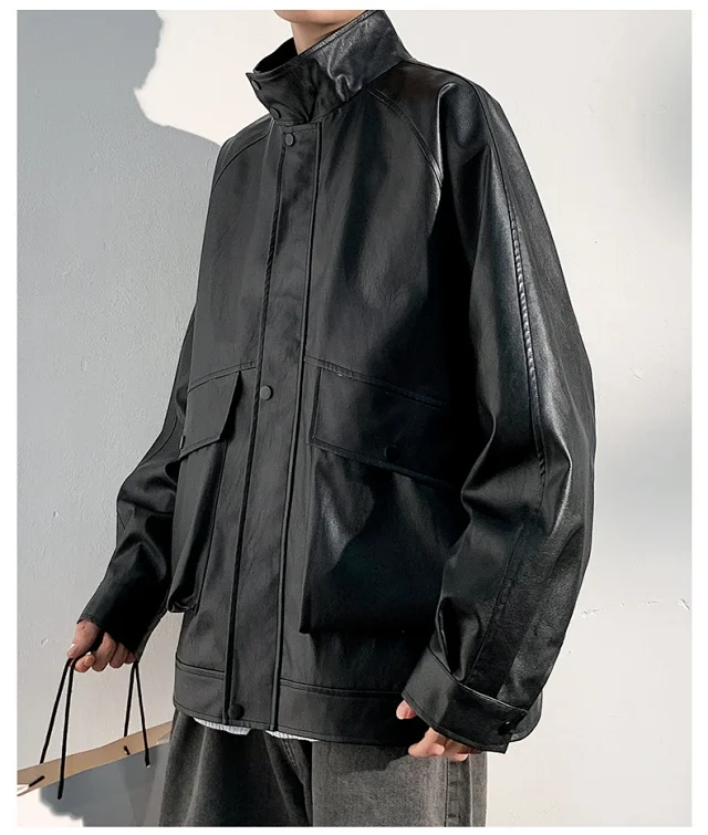 2025 Fall PU Leather Jacket for Men Detail