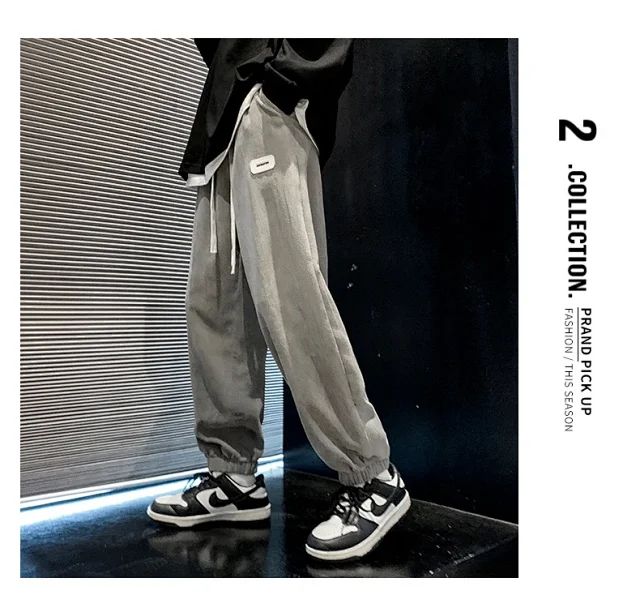 Autumn Mens Retro Loose Tapered Pants Detail