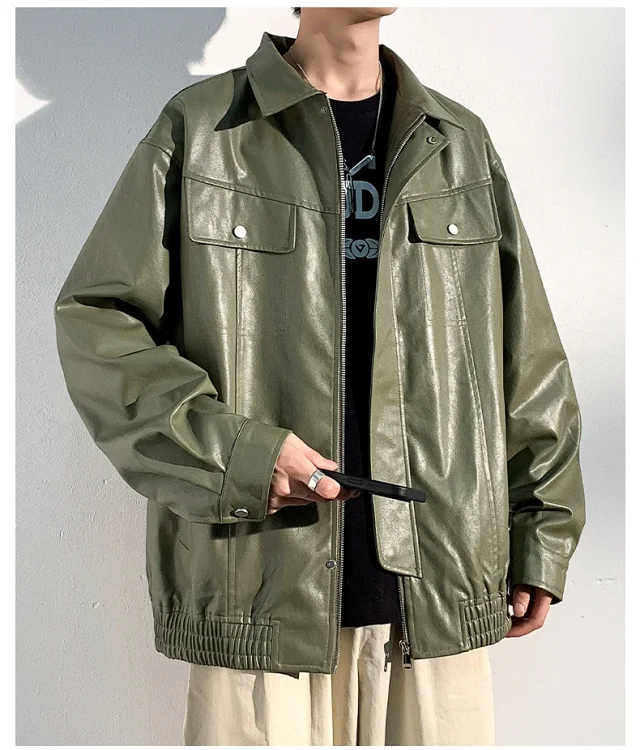 2025 Fall PU Leather Jacket for Men Detail