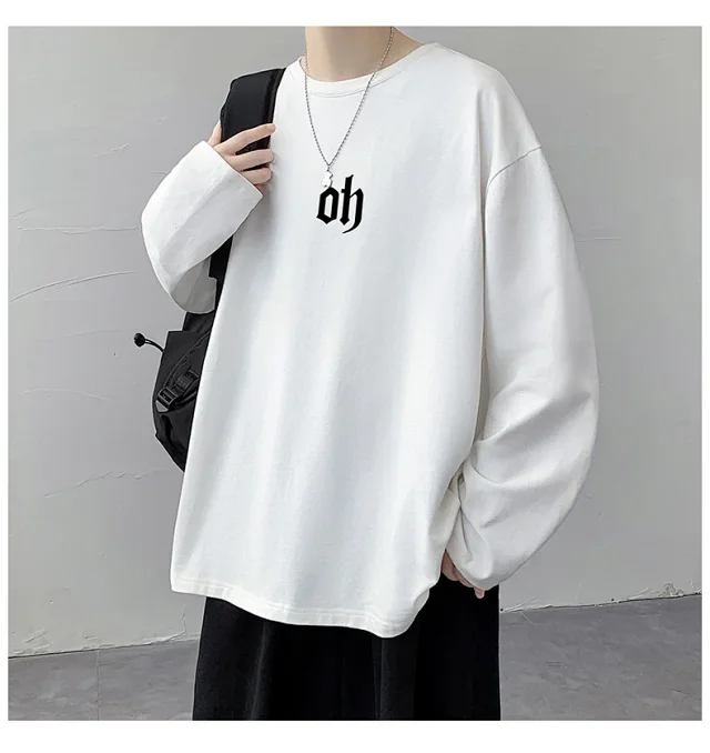 Autumn New Hong Kong Style Cotton T-shirt Detail