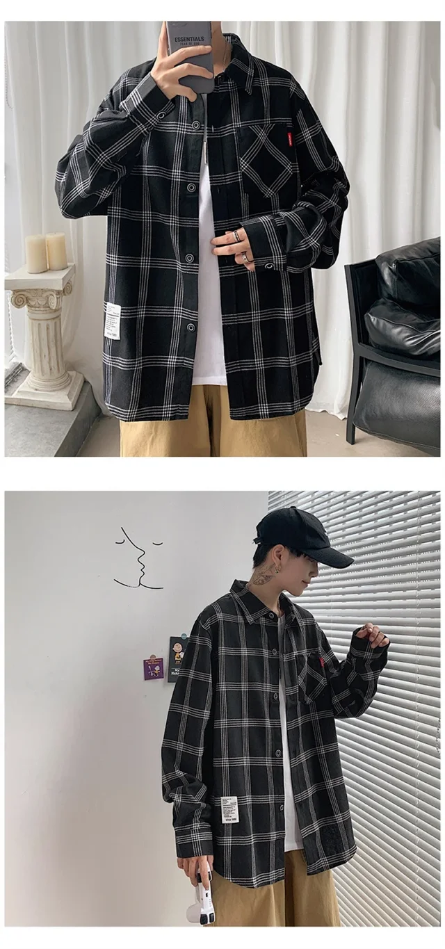 Men's Long Sleeve Plaid Shirt Detail