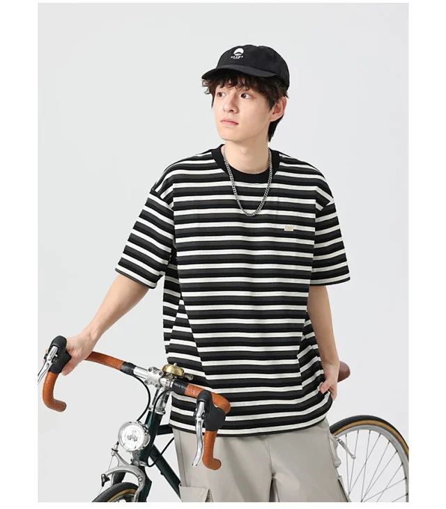 2025 Men's Striped Color - Blocked Tee Detail