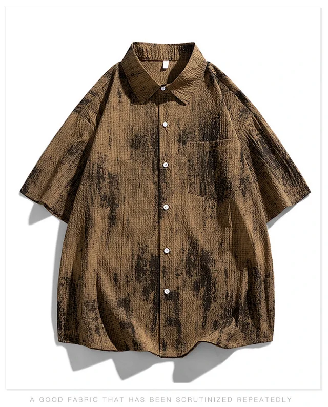 Summer New American Retro Short Sleeve Shirt Unisex Detail