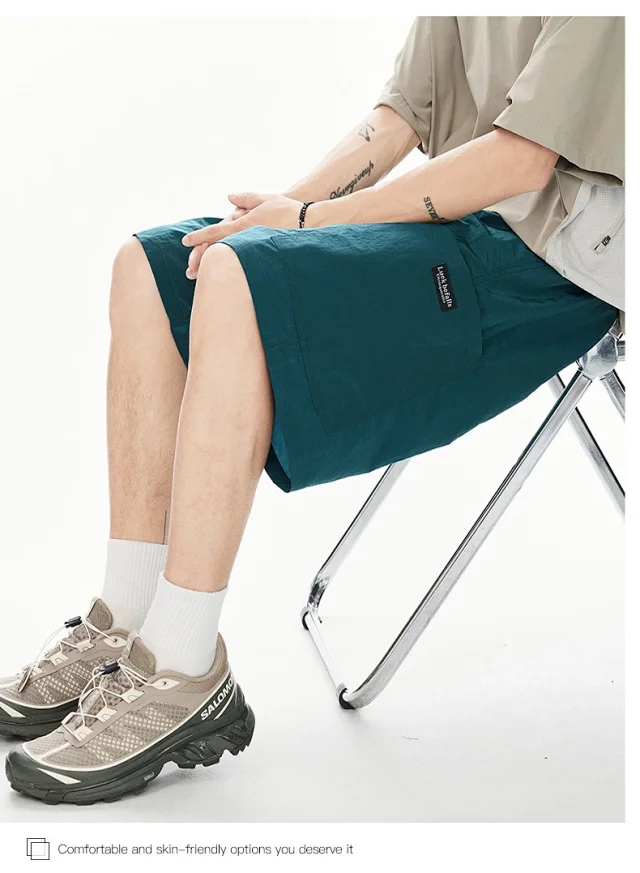 Men's Loose Straight Ice Silk Shorts Detail