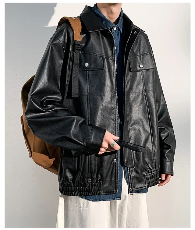 2025 Fall PU Leather Jacket for Men Detail