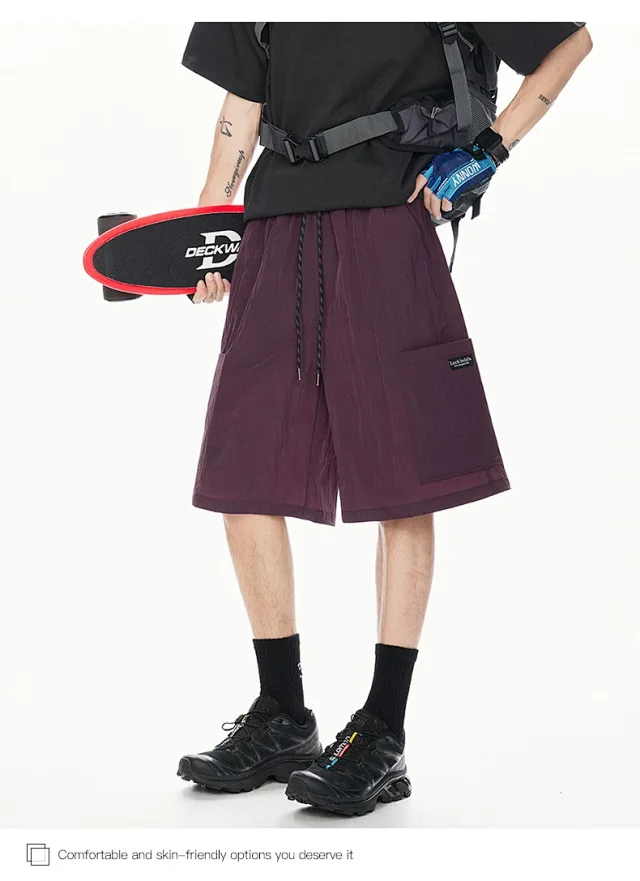 Men's Loose Straight Ice Silk Shorts Detail