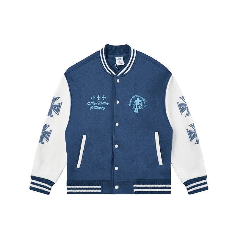RFSD | 2025 Fall/Winter New Color-blocking Loose Printed Jacket Baseball Coat Couple Cotton-padded Coat
