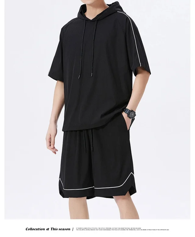 Summer Men's Hoodie & Shorts Set Detail