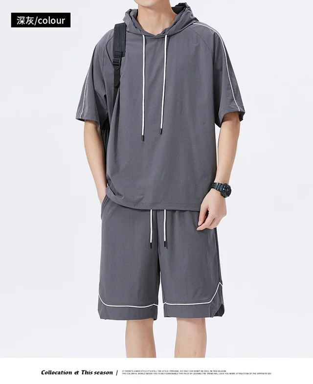 Summer Men's Hoodie & Shorts Set Detail