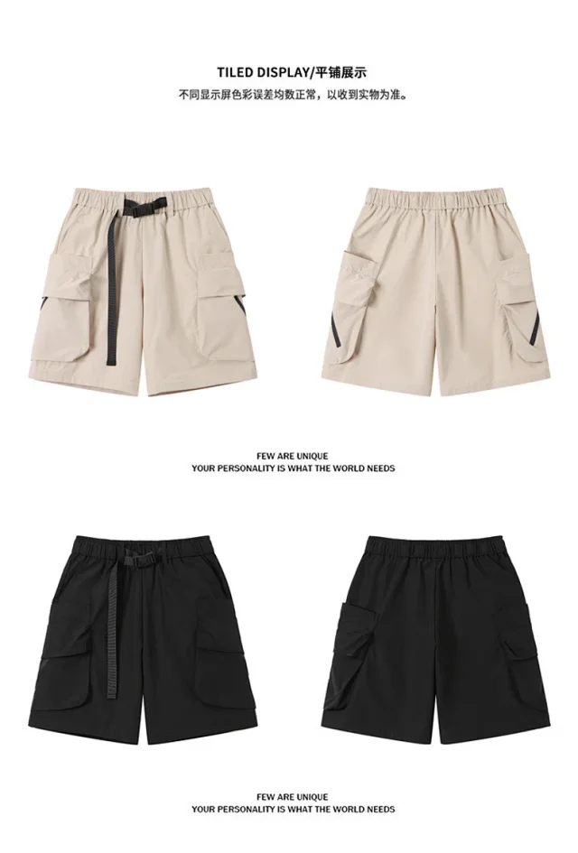 Japanese Streetwear Utility Shorts for Men Detail