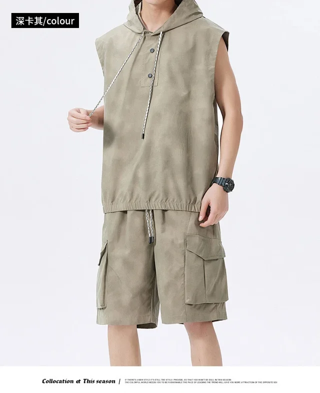 Men's Summer Sportswear Set with Vest & Shorts Detail