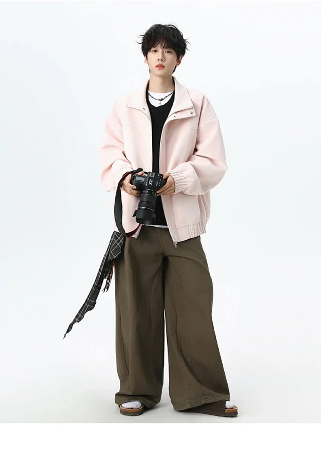 Retro PU Leather Jacket for Couples Detail