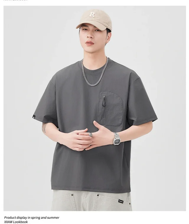 Japanese Workwear Men's T - Shirt 2025 Summer Detail