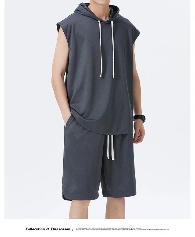 Men's Summer Ice Silk Sportswear Set Detail