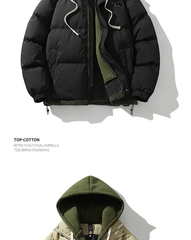 2025 Winter Men's Hooded Cotton Coat Detail