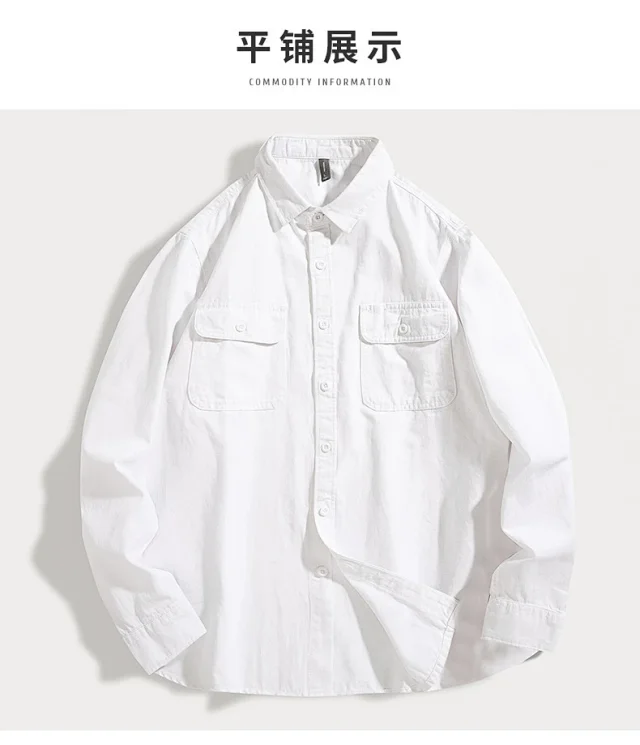 Autumn Retro Multi - Pocket Work Shirt Detail