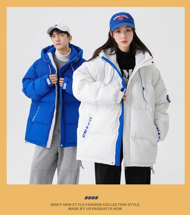 Men's Winter White Down Puffer Jacket Detail