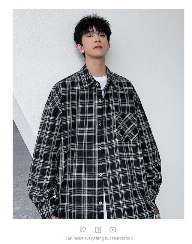 Unisex Retro Plaid Shirt Jacket Detail