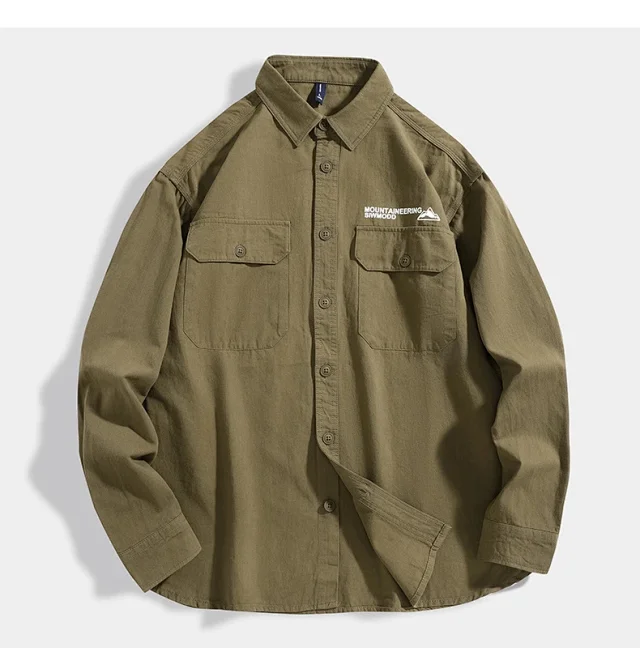 Men's Spring/Fall New Cotton Long-sleeve Shirt & Denim Work Jacket Detail