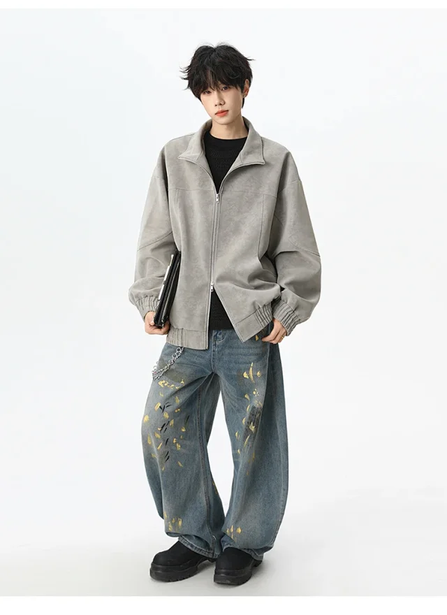 Autumn/Winter New Men's PU Leather Jacket Detail