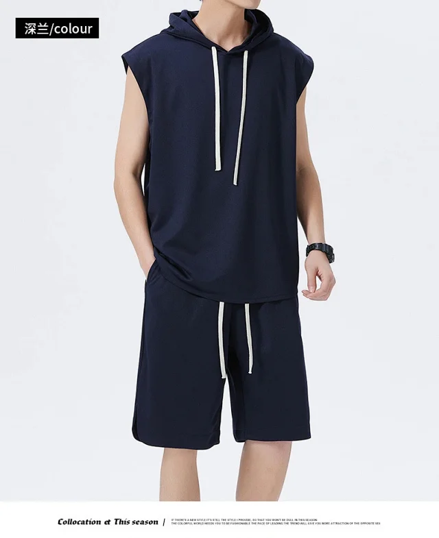 Men's Summer Ice Silk Sportswear Set Detail