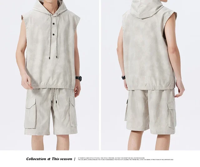 Men's Summer Sportswear Set with Vest & Shorts Detail