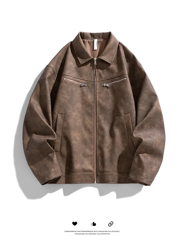 Vintage Biker Jacket for Men Detail