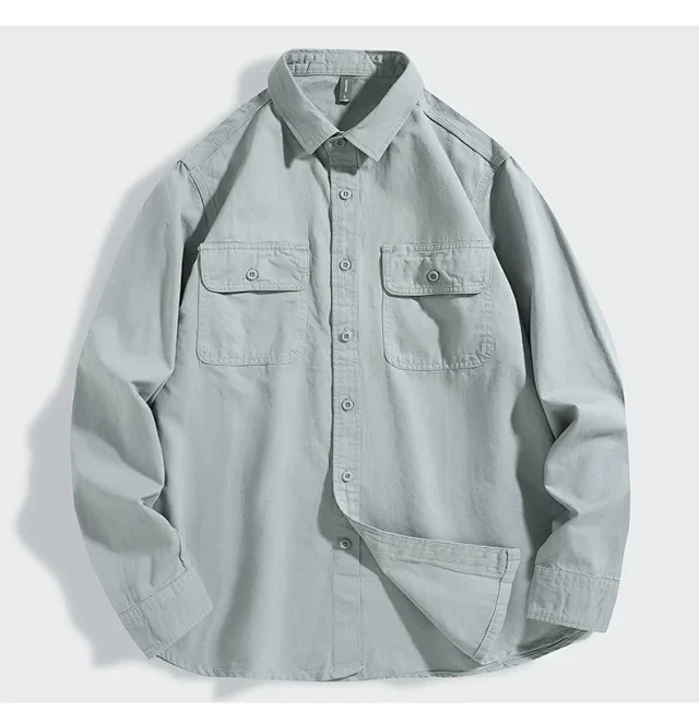 Autumn Retro Multi - Pocket Work Shirt Detail