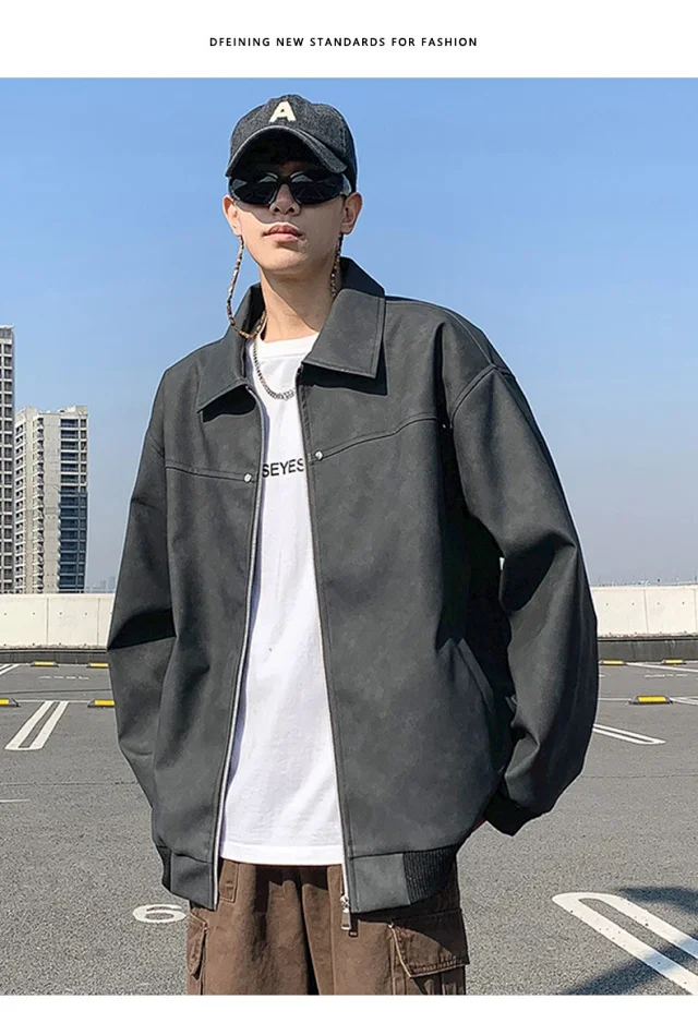 Youth PU Leather Biker Jacket Detail