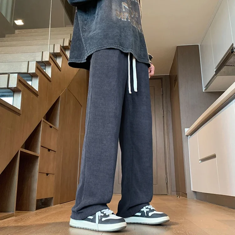 Autumn New Japanese Retro Corduroy Wide Leg Pants for Men