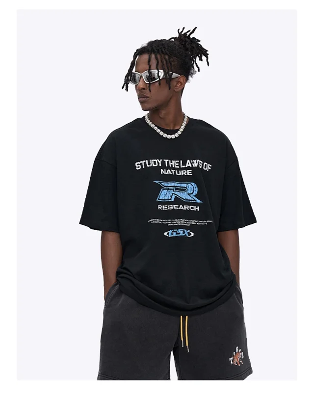 RFSD Men's 2025 Summer Distressed Letter Tee Detail