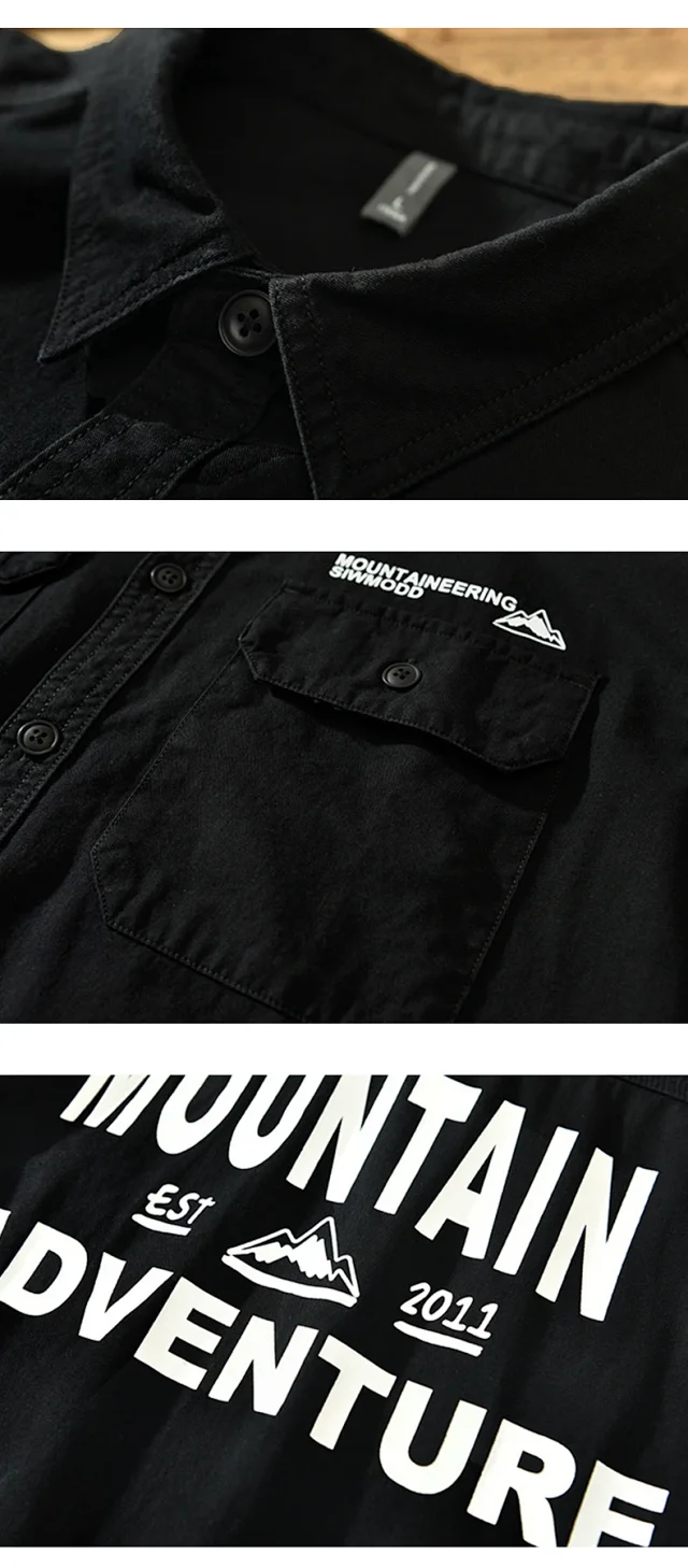Men's Spring/Fall New Cotton Long-sleeve Shirt & Denim Work Jacket Detail
