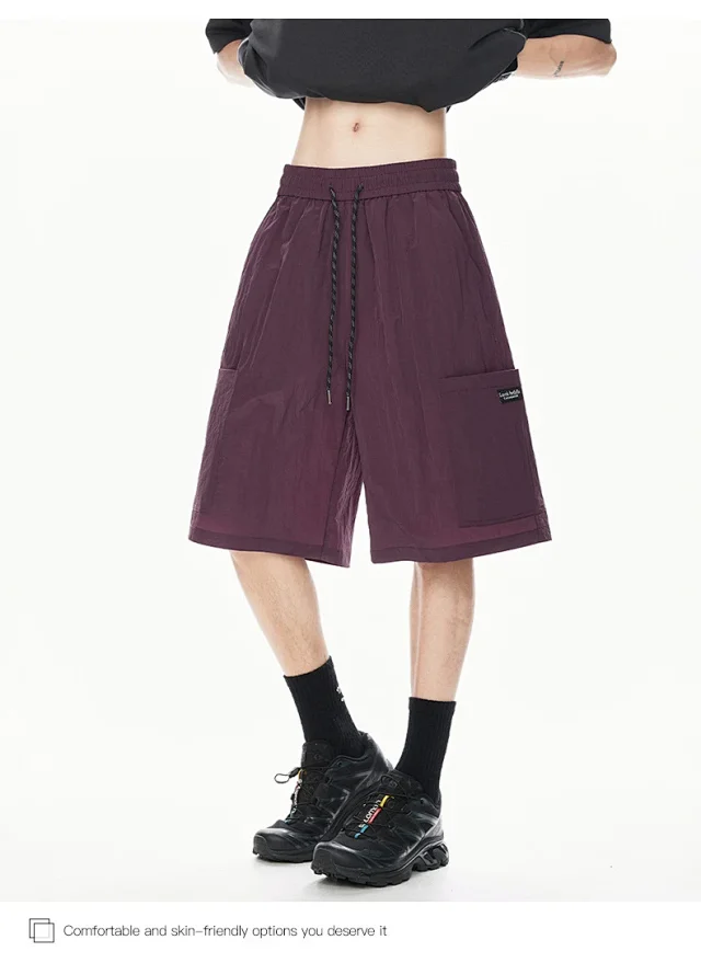 Men's Loose Straight Ice Silk Shorts Detail
