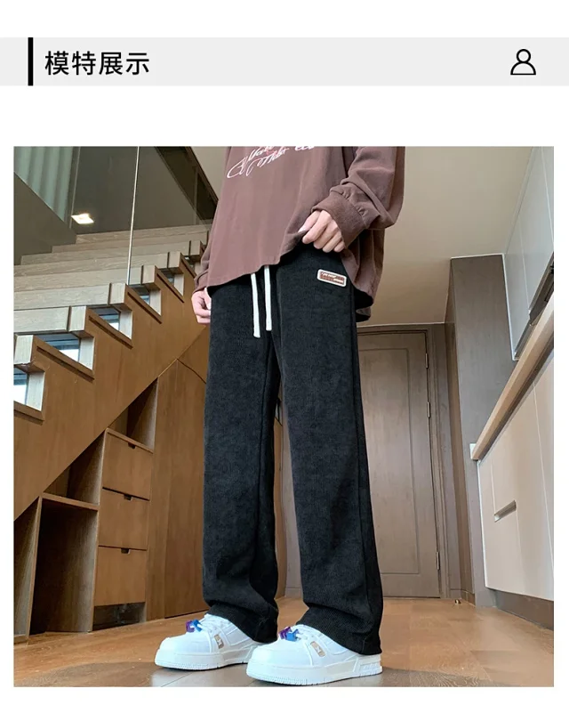 Autumn New Japanese Retro Corduroy Wide Leg Pants for Men Detail