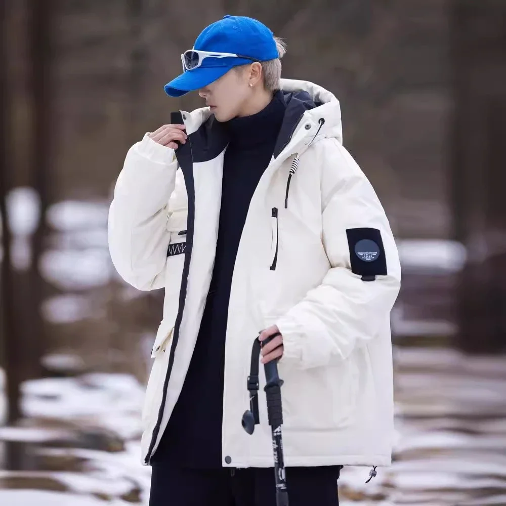 New National Standard 90 White Duck Down Couple Hooded Down Jacket