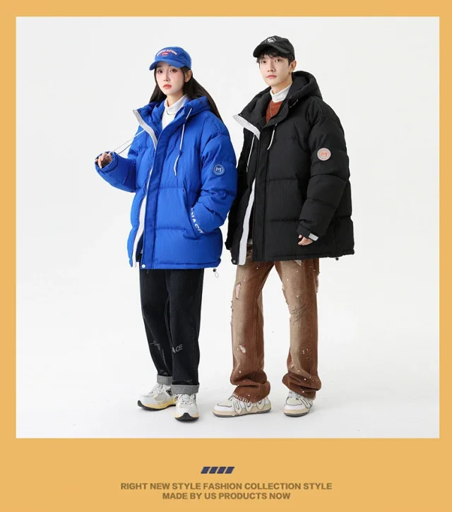 Men's Winter White Down Puffer Jacket Detail