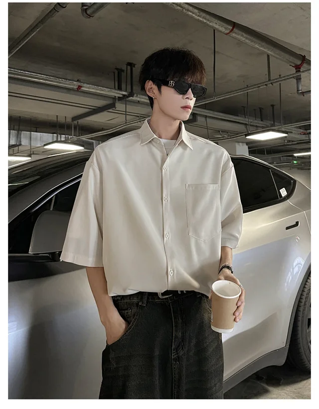New Solid Ice Silk Shirt Coat Detail