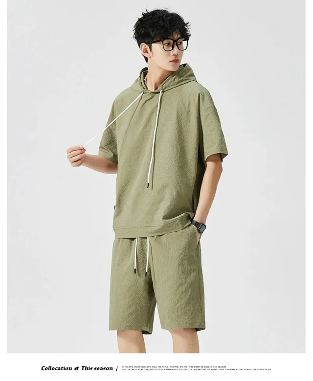 Men's Summer Hoodie & Shorts Set Detail