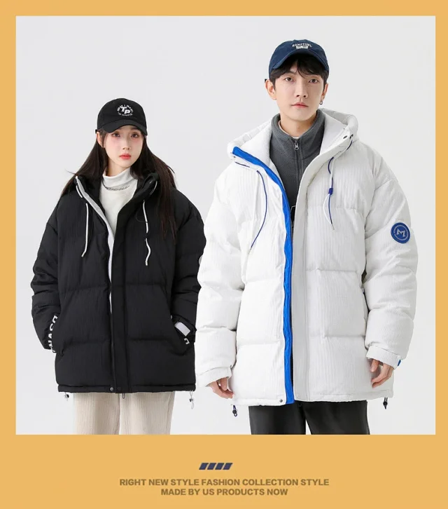 Men's Winter White Down Puffer Jacket Detail