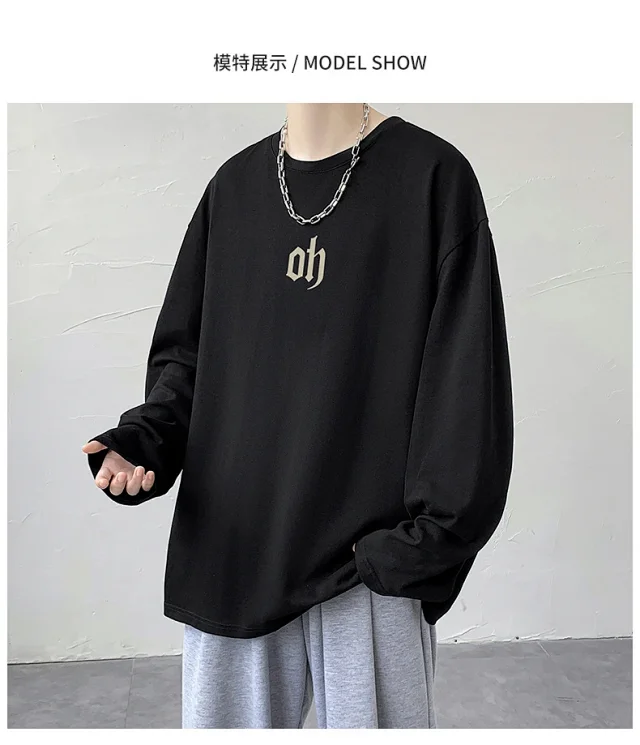 Autumn New Hong Kong Style Cotton T-shirt Detail