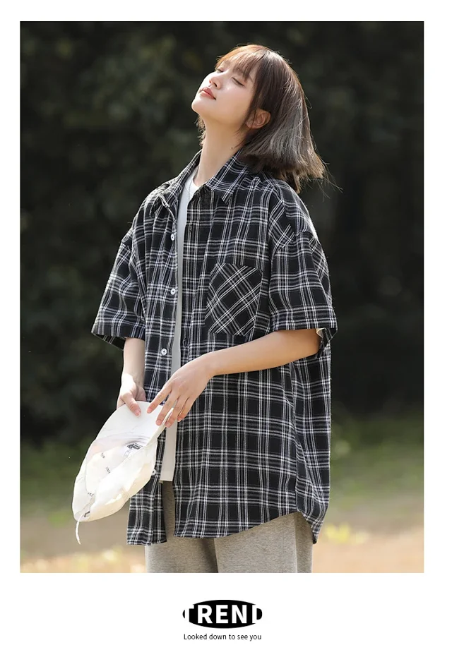 Vintage Plaid Short-sleeve Shirt Detail