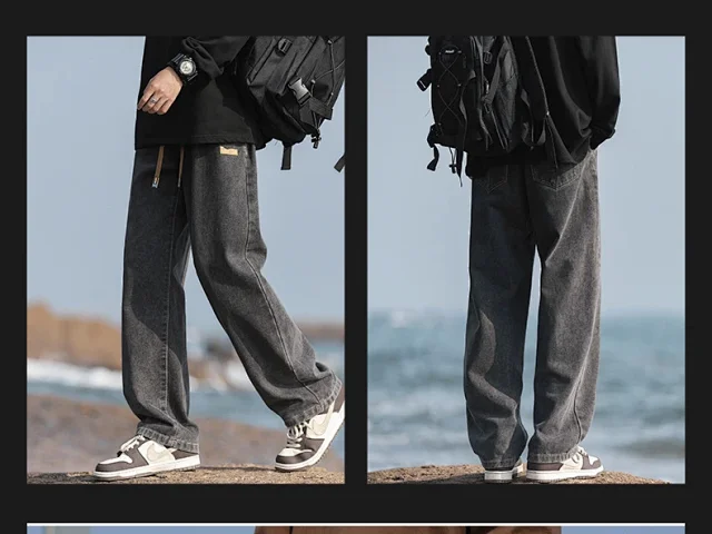 Men's Loose Straight Soft Denim Jeans Detail