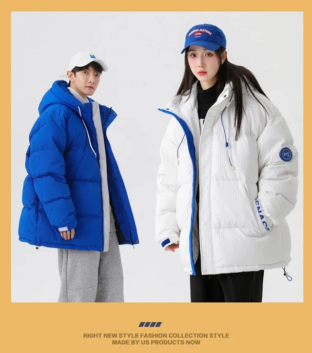 Men's Winter White Down Puffer Jacket Detail
