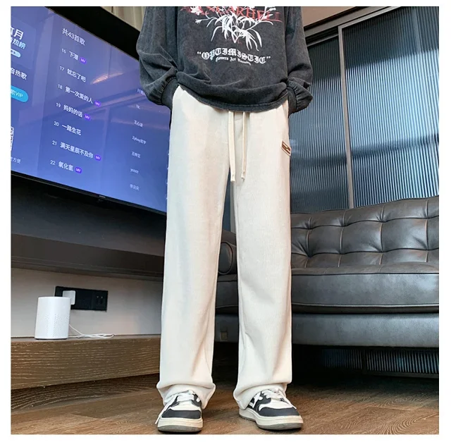 Autumn New Japanese Retro Corduroy Wide Leg Pants for Men Detail