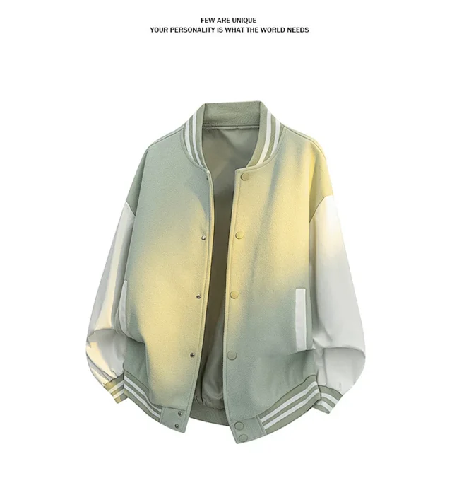 Men's Retro PU - Leather Baseball Jacket Detail