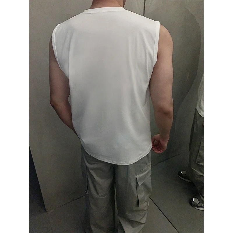 Hong Kong Style Men's Cotton White Tank Top