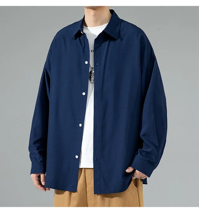 Men's 2025 Autumn Solid Long-sleeve Shirt Detail