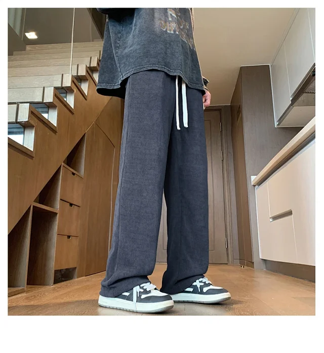 Autumn New Japanese Retro Corduroy Wide Leg Pants for Men Detail